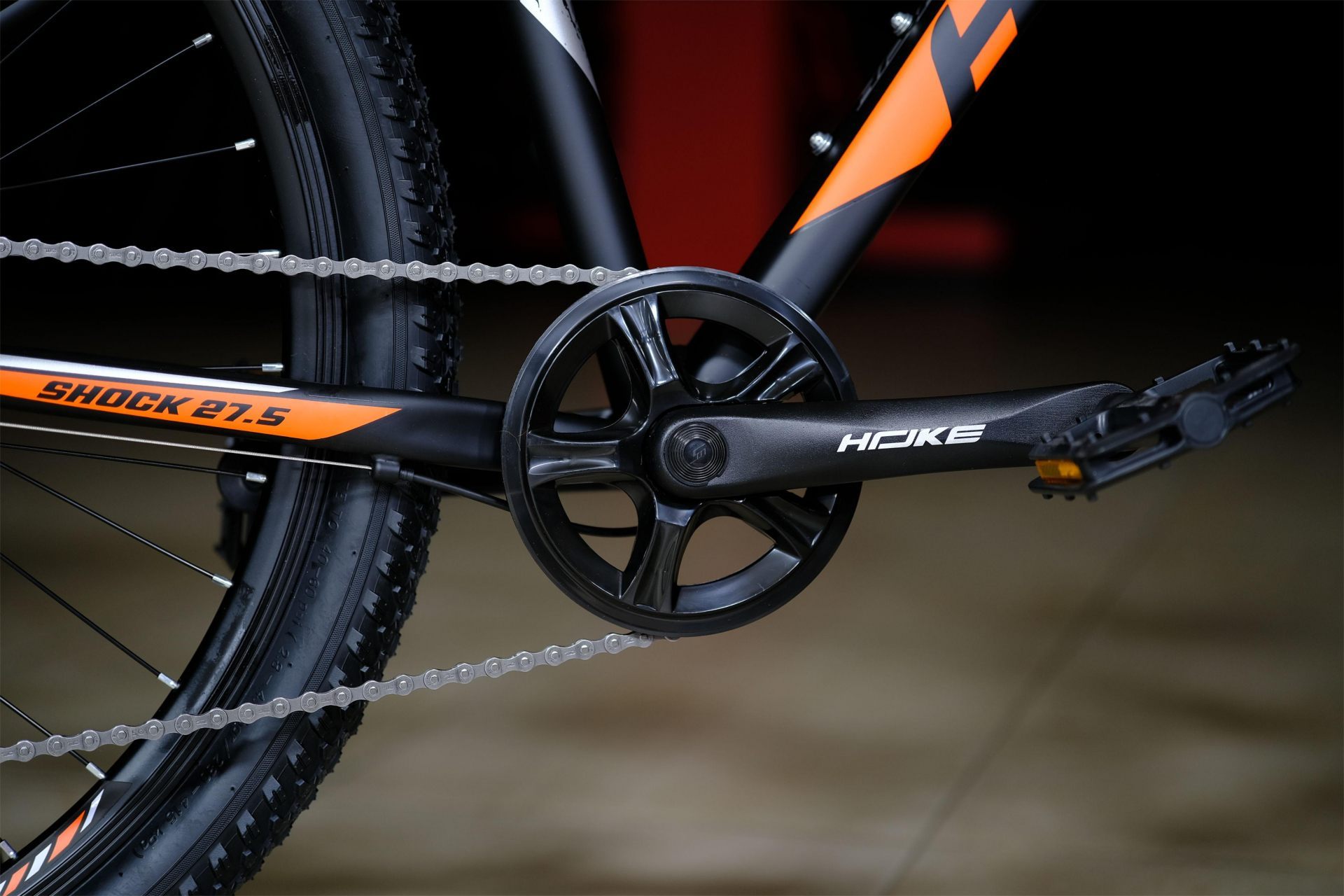 Система (шатун) алюминий 36T под квадрат  HOKE Shock 27,5 MD матовый чёрный-оранжевый 17