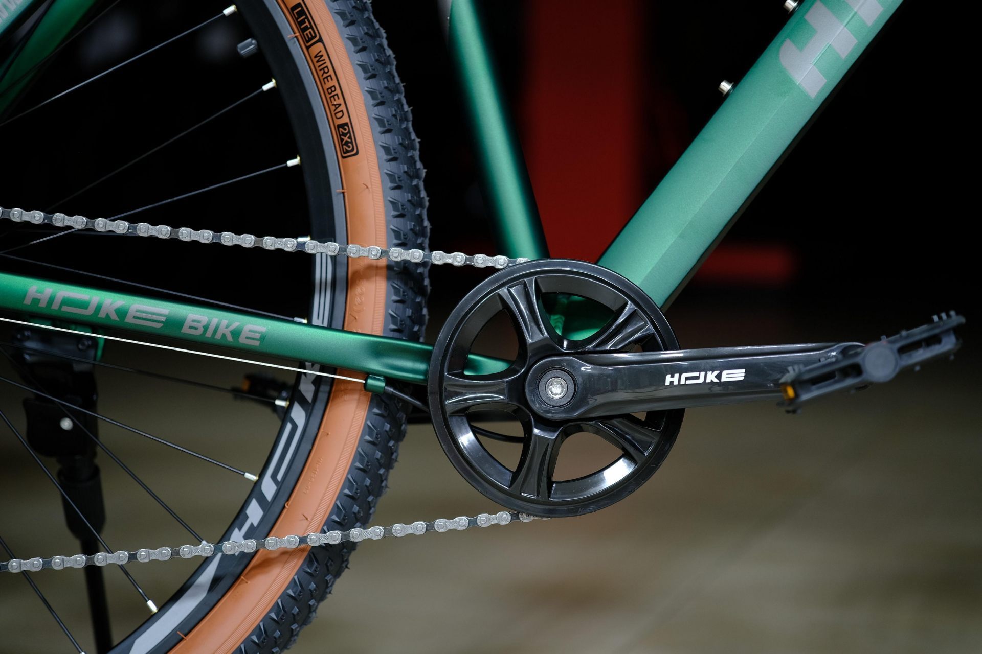 Система (шатун) сталь 36T под квадрат HOKE ONE MAX 29 матовый зелёный-чёрный 19